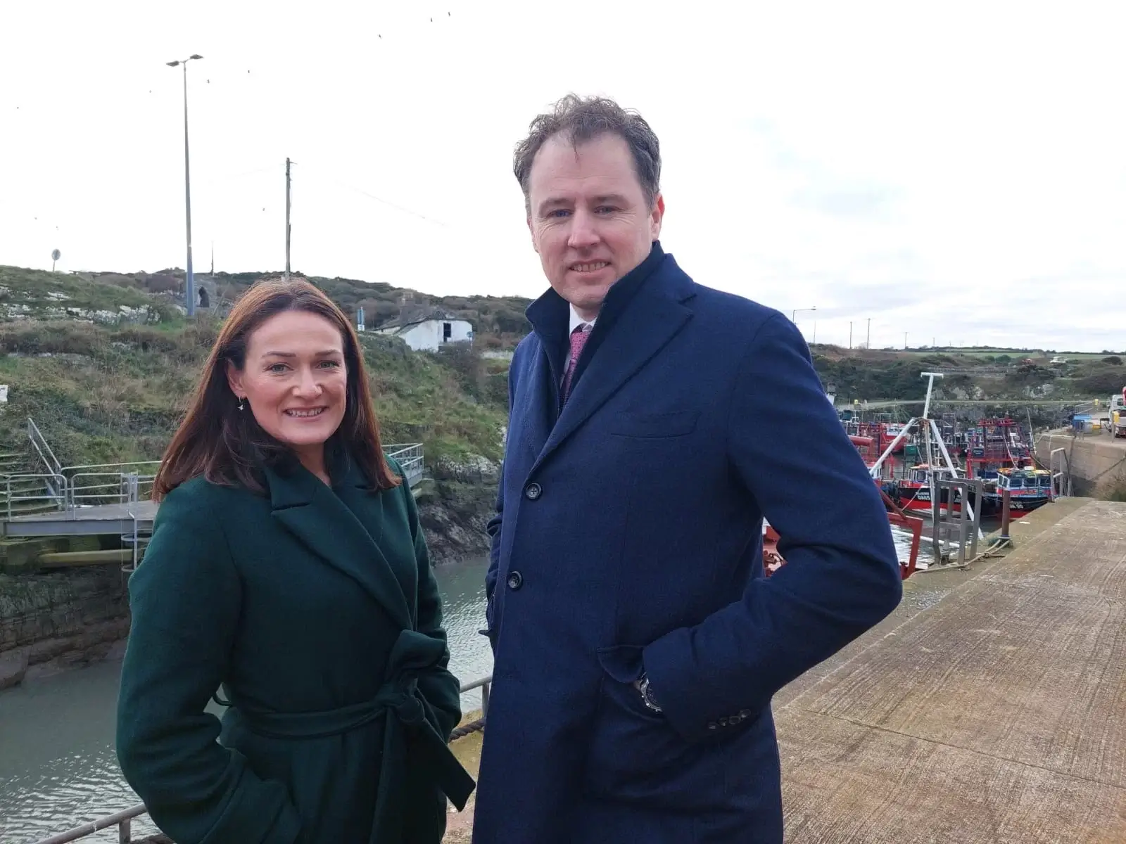 Senator Erin McGreehan and Minister Charlie McConalogue in Port Oriel, Clogherhead, Co. Louth