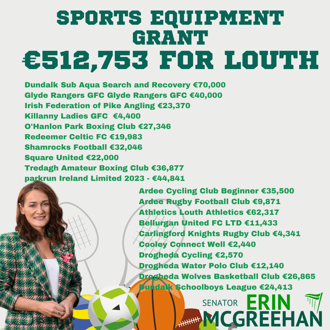 €512,753 in grant funding to support sports clubs across Louth